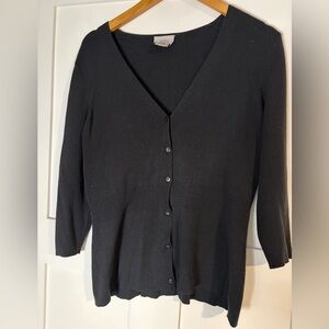 LOFT | Ann Taylor Black V-Neck Button-Front Cardigan
